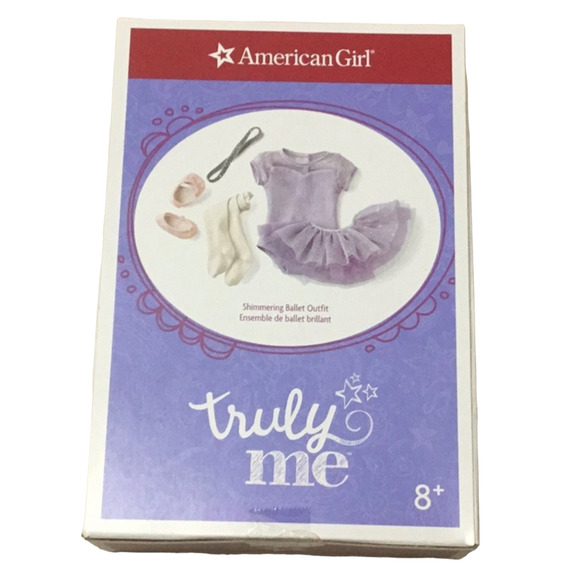 American Girl Doll SHIMMERING BALLET OUTFIT Purple Glitter Tutu Tights Leotard + - Picture 6 of 8
